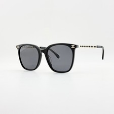 CHANEL CH3435 Square Sunglasses Black Gold Frame Grey Lens 54-20-145 New picture