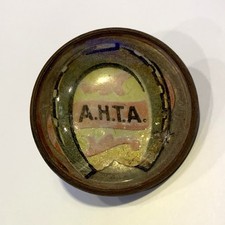 Rare Antique A.H.T.A Anti Horse Thief Association Glass Bridle Rosette picture