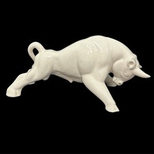 RARE Royal Haeger Ceramic Bull Sculpture - White Crackle Glaze - Eric Olsen picture