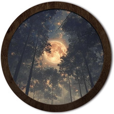 Vintage Gothic Full Moon Forest Framed Wall Art Decor picture