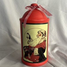 VTG Norman Rockwell Christmas Holiday Santa Cookie Jar Canister 9