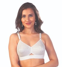 Padded Bullet Bra Organic Cotton - Vintage Retro Bra (Plus Size Available) White picture