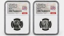 1776 - 2026 P D REVOLUTIONARY WAR QUARTER 2-COIN SET NGC MS67 First Day Issue % picture