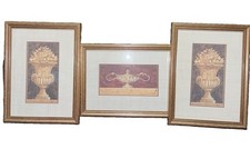 3 VINTAGE Jacques Lamy Signed Framed Urns with fruit picture
