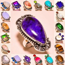 Gift Multi Jasper & Mix Gemstone 925 Sterling Silver Plated Handmade Lot Rings picture