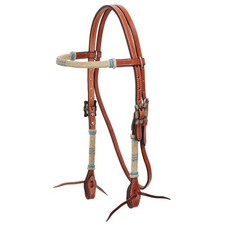 Showman Frosted Teal Rawhide Browband Leather Headstall picture