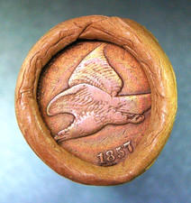 VERY NICE VF + 1857 FLYING EAGLE RAINBOW PATINA AND A VF+ KEY V.D.B. ENDS R-504 picture