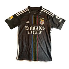 Adidas SL Benfica 2023-24 Away Jersey Mens Medium Black 120 Anos Sanches 85 picture