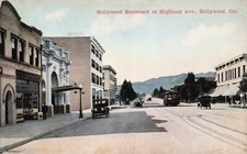 Los Angeles California Hollywood Blvd Highland Ave Early 1900s Vtg Postcard H19 picture