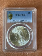 1923-P $1 Peace Dollar PCGS MS65+ 90% Silver Philadelphia Mint Beautiful Plus picture