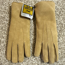 L.L.Bean Tan Lined Wrist Gloves Solid M Polyester Lining WPL 8401 picture