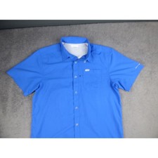 Columbia PFG Tamiami II Blue Short Sleeve Fishing Shirt Womens Medium UPF 40 picture