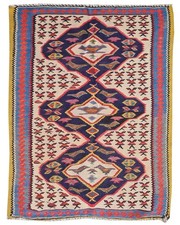 Amazing Hand Knotted Vintage Ceena Kilim kilm Wool Area Rug 5.1 x 3.1 Ft picture