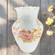 Antique Imperial Porcelain Warranted Vase Vessel Painted Flower Pattern Vintage picture