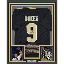 Framed Autographed/Signed Drew Brees 35x39 New Orleans Stat Jersey BAS COA picture