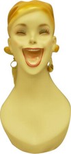 Artistic Vintage Fiberglass Adult Female Smiling Mannequin Head with Molded Hair picture