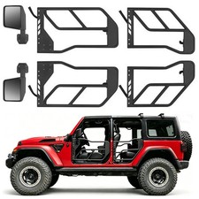 For 2018-2026 Jeep Wrangler JL JLU & JT 4Door Half Tube Tubular Doors W/ Mirrors picture