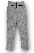 Chocolate USA Women Gray Plaid Slacks Straight Size S Pants 25”x26” New picture