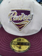 New Era 59fifty San Diego Padres Corduroy Hat Cap 40th Anniversary Size 8  picture