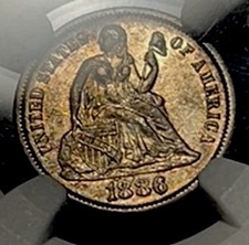1886 Seated Liberty Silver Dime 10c Strong Luster High Grade Fresh NGC AU-53 picture