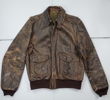 Repair  True Vintage Leather Jacket Men ~L.XL Brown Bomber Made USA Distressed picture
