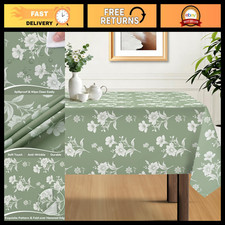 Floral Sage Green Rectangle Tablecloth Cover 60x120 Inch - Spring Decor, Elegant picture