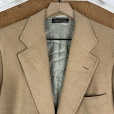 VTG Southwick Blazer Mens 38S Tan Solid 2 Button Wool CanvasJacket Brown 1960s picture