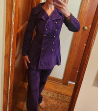 vtg 1960/1970s Purple Campus Casuals Crushed Velvet Pant suit Set picture