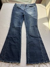 Judy Blue Flare Fit Rhinestone Side Panel Blue Jeans Women’s 15/32 Retro 80s picture