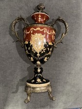 1866 Antique Porcelain and Brass Covered Vase picture