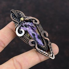 Women Day Sale Russian Charoite Copper Mother Gift Wire Wrapped Pendant 3.23