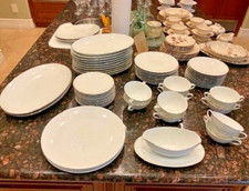 Vtg c.1958-72 Noritake #5933 Caprice China Service White/Gold Trim Large Lot picture