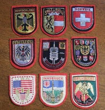 9 VTG Embroidered Felt Shield Patches - Germany VGC picture