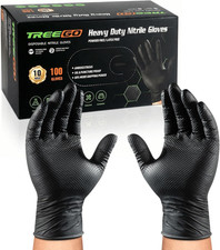 10 Mil Black Nitrile Gloves Heavy Duty — Raised Diamond Texture Grip picture