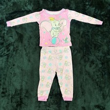Vtg Disney Baby Dumbo Pink Pajama Set for Infants 18M picture