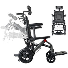 Tilt-able lightweight transport wheelchair, 3S quick folding, dual hand brakes picture