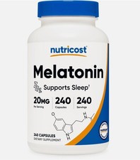 Nutricost Melatonin 20mg, 240 Capsules - 20mg Per Serving, Non-GMO, Gluten Free picture