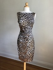 STUNNING NWOT CACHÉ Stretchy Leopard Bodycon Knee-length Dress SZ 6 picture