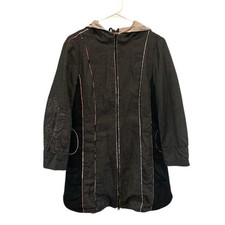St. Martins Womens Linen Blend Embroidered Hooded Jacket Indie Scandi Girl Artsy picture