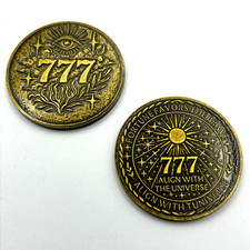 Lucky 777 Golden Eye Coin Token Medal - Good Luck Prosperity Charm 40mm picture