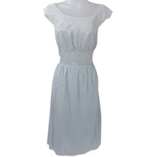 Vtg 60s Godfried house dress sz S semi sheer Yoke lace shabby chic cottage picture