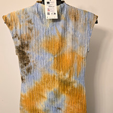 Desigual Abstract Print Pleated Sleeveless Midi Dress Size L NWT picture
