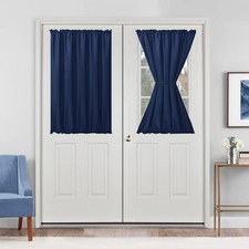 French Door Curtains Privacy, Rod Pocket Semi Sheer Front Curtain for Door Wi... picture