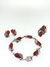 Zuni Carmelita Simplicio sterling silver red coral, rare set ￼ picture