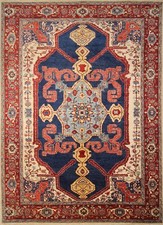 10x13 Navy Blue Serapi Afghan Hand Knotted Wool Traditional Oriental Rug picture