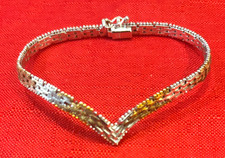 Vintage Vior Italy Sterling Silver and Gold tone V Shape Bracelet picture