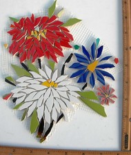 Bouquet Of Colorful Flowers On Mesh Unfinished Mosaic Tile Design 9