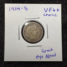 1914-S 10C Barber Dime VF++ Great Eye Appeal picture