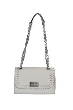 Michael Kors Hannah Saffiano Leather Shoulder Bag White Scallop Detail Chain picture