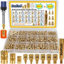 580+7PCS Heat Set Threaded Inserts Kit, M2, M2.5, M3, M4, M5, M6, brass color picture